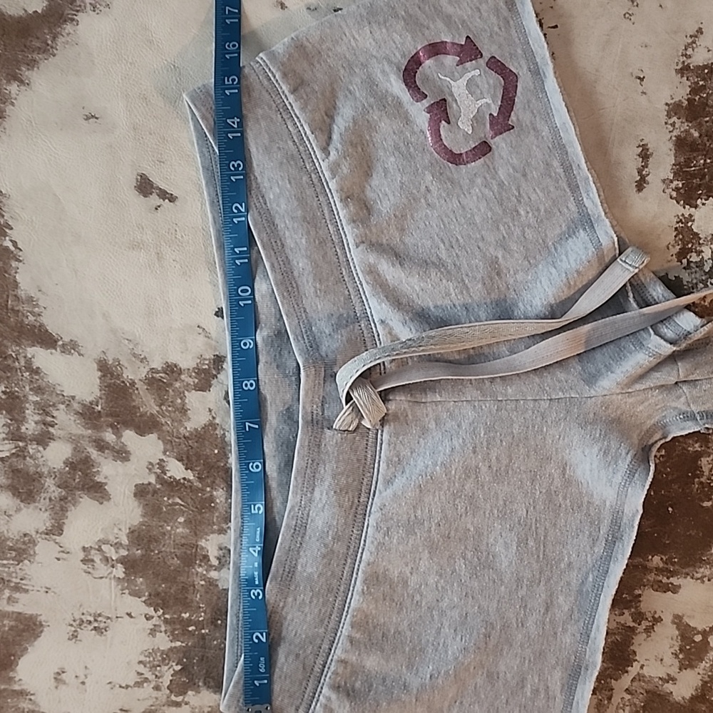 Y2K Recycle Graphic Gray and Metalic Pink VS Shorts. Size: S - Picture 3 of 10